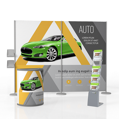 Мобильный выставочный стенд комплект с оформлением по вашему макету СЕТ-2 -фото