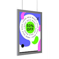 Подвесная тонкая световая панель с магнетик-рамкой В2 МАГНИЛАЙТ-01.В2.Gr -фото