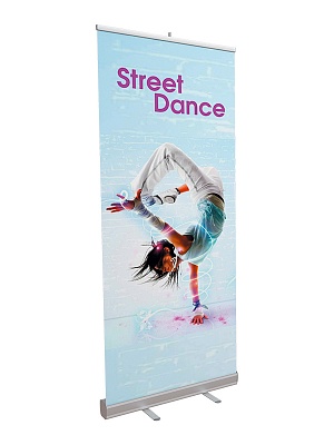 Roll Up стойка мобильная с баннером 2200х840мм серая МОБИКА-01BR.840.Gr Roll Up