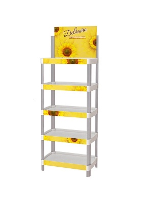 Стеллаж торговый 600, h=1780мм белый с фризом полноцвет ГРЕЙ-01NL.5х600.Wt -фото